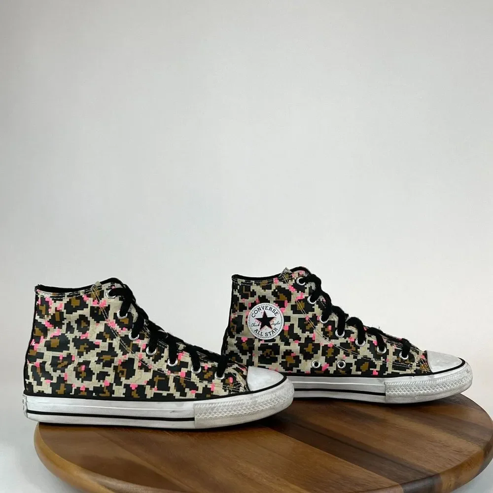 Big‎ Kids Converse Chuck Taylor High Top Leopard Shoes Sneakers Size 5.5 Y GUC